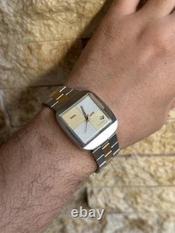 1970's Vintage Wyler Vetta Automatic Watch Two-tone Date 35mm Squared Swiss Rare