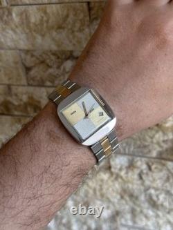 1970's Vintage Wyler Vetta Automatic Watch Two-tone Date 35mm Squared Swiss Rare