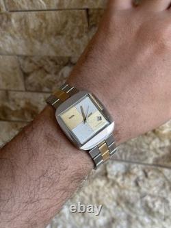 1970's Vintage Wyler Vetta Automatic Watch Two-tone Date 35mm Squared Swiss Rare