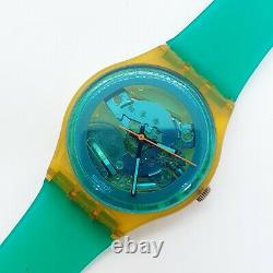 1986 Rare Green Swiss Swatch Jelly Skeleton Watch, Vintage Rare Swatch Jelly 80s