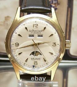 60's Vintage Swiss Triple Date Moonphase Rare Automatic Watch Mint Dial Serviced