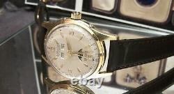 60's Vintage Swiss Triple Date Moonphase Rare Automatic Watch Mint Dial Serviced