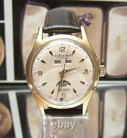 60's Vintage Swiss Triple Date Moonphase Rare Automatic Watch Mint Dial Serviced