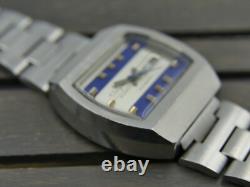 70's vintage watch mens swiss Valgine automatic 25j Eta 2789 rare design steel