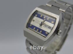 70's vintage watch mens swiss Valgine automatic 25j Eta 2789 rare design steel