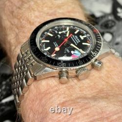 AERO Watch 60s Vintage Pilots Chronograph Watch Swiss Valjoux 7733 39mm Rare