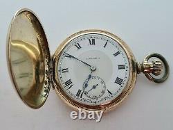 Antique 1905 Kingsonia Swiss Hunter Gold Plated Pocket Watch Working Rare