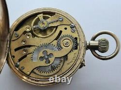 Antique 1905 Swiss Made Half Hunter Gold Plated Pocket Watch VGC Box Rare
