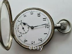 Antique 1905 Swiss Made Solid Silver Pocket Watch Working Rare