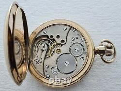 Antique 1908 Swiss Made Half Hunter Gold Plated Pocket Watch VGC Box Rare