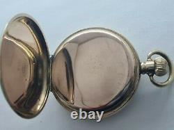 Antique 1909 Swiss Made Half Hunter Gold Plated Pocket Watch VGC Serviced Rare