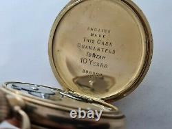 Antique 1921 Swiss Made Gold Plate Dennison Half Hunter Pocket Watch VGC Rare