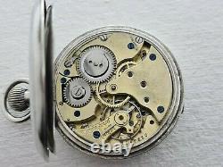 Antique Military Style Swiss 925 Solid Silver Pocket Watch Working Box Rare