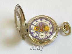 Antique Rare Masonic Symbols Half Hunter Silver Swiss Pocket Roman Watch