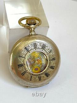 Antique Rare Masonic Symbols Half Hunter Silver Swiss Pocket Roman Watch