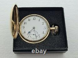 Antique Swiss Made 16s, 15j Full Hunter Gold Plated Pocket Watch VGC Box Rare