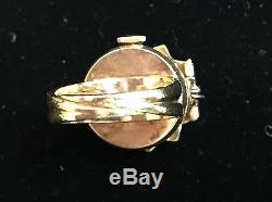 Antique Vintage Rare Solid Yellow Gold Watch Ring (Swiss Movement) Estate Piece