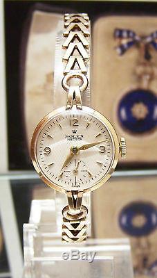 Antique Vintage1955 Swiss Rolex Solid Gold Watch & Band + Original Box Rare Dial