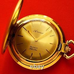 Arnex Flat Line Pocket Watch Michelob Beer Signed Case Rare Vintage Swiss
