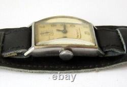 Art Deco Vintage Rare Ww2 Swiss Rectangular Men's Mechanical Watch Cyma # 456