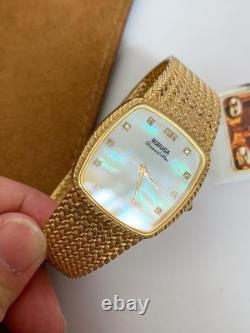 Boruga Diamond Star MOP Dial Gold Plated Swiss Quartz Extreme Rare Vintage Watch