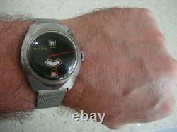 Buler Swiss Speedometer Jump Hour vintage early digital disc watch rare 70s VGUC