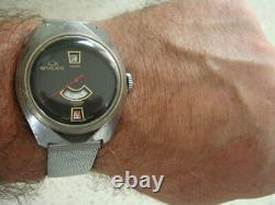 Buler Swiss Speedometer Jump Hour vintage early digital disc watch rare 70s VGUC