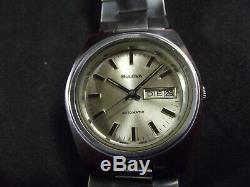 Bulova Automatic Day Date Rare Vintage'70 All Stainless Steel Swiss Made