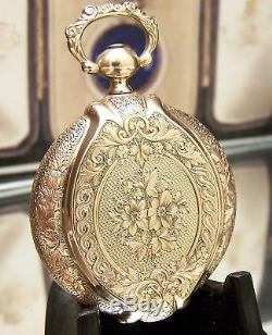 C1890 V Rare Antique Vintage Solid Gold Bespoke Portrait Pocket Watch & Locket