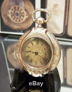 C1890 V Rare Antique Vintage Solid Gold Bespoke Portrait Pocket Watch & Locket