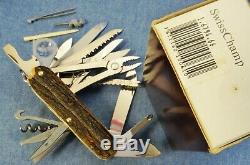 C1995 Vintage, RARE STAGHORN VICTORINOX SwissChamp Swiss Army Knife NEW IN BOX