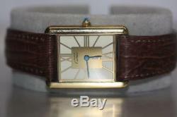 CARTIER 681006 Vermeil Tank Quartz Watch ARGENT 925 Silver Gold Plate Swiss Rare