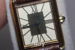 CARTIER 681006 Vermeil Tank Quartz Watch ARGENT 925 Silver Gold Plate Swiss Rare