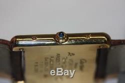 CARTIER 681006 Vermeil Tank Quartz Watch ARGENT 925 Silver Gold Plate Swiss Rare