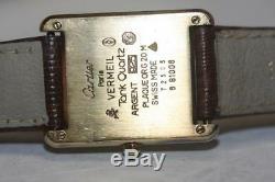 CARTIER 681006 Vermeil Tank Quartz Watch ARGENT 925 Silver Gold Plate Swiss Rare