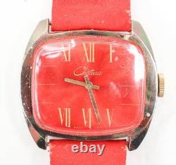 Chateau Rare Vintage Swiss Watch Running Wind Up Red Dial Red Band Wristwatch