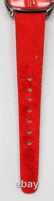 Chateau Rare Vintage Swiss Watch Running Wind Up Red Dial Red Band Wristwatch