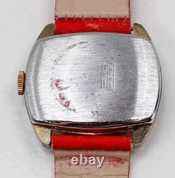 Chateau Rare Vintage Swiss Watch Running Wind Up Red Dial Red Band Wristwatch