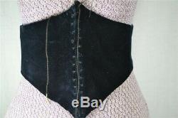 Cummerbund belt velvet sash lace boned Swiss Coset women's 19th antique rare