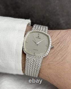Cyma Grey Textured Dial Swiss Quartz Ultra Rare Vintage Watch