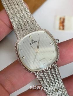 Cyma Grey Textured Dial Swiss Quartz Ultra Rare Vintage Watch