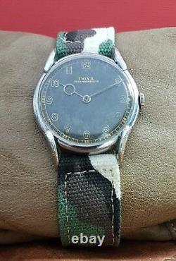 DOXA WWII 40's MILITARY cal. 10 1/2 C14 VINTAGE BLACK DIAL RARE SWISS WATCH
