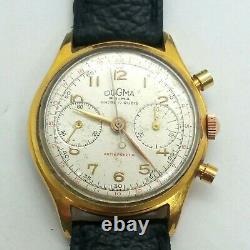 Dogma Prima Ancre Chronograph Swiss Vintage Gold Plated 17 Rubis Watch Rare