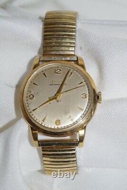 Doxa Antimagnetique Vintage Swiss Wrist Watch 14K Gold Rare Mechanical Works