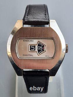 Endura RARE jumping hour vintage Swiss Made Wristwatch