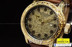 Extreme RARE Invicta Mens Watch Vintage 14K Gold Quartz Lim. Ed SWISS MADE Brown