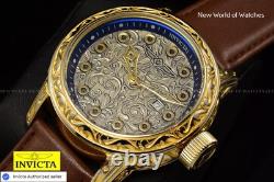 Extreme RARE Invicta VINTAGE 52mm Antique Gold SWISS MADE Leather Watch