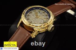 Extreme RARE Invicta VINTAGE 52mm Antique Gold SWISS MADE Leather Watch
