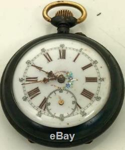 Extremely rare antique Swiss gunmetal Erotic AUTOMATON watch c1890! Fancy dial