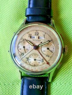 Extremly rare vintage Richard swiss Valjoux 72C triple calendar chronograph